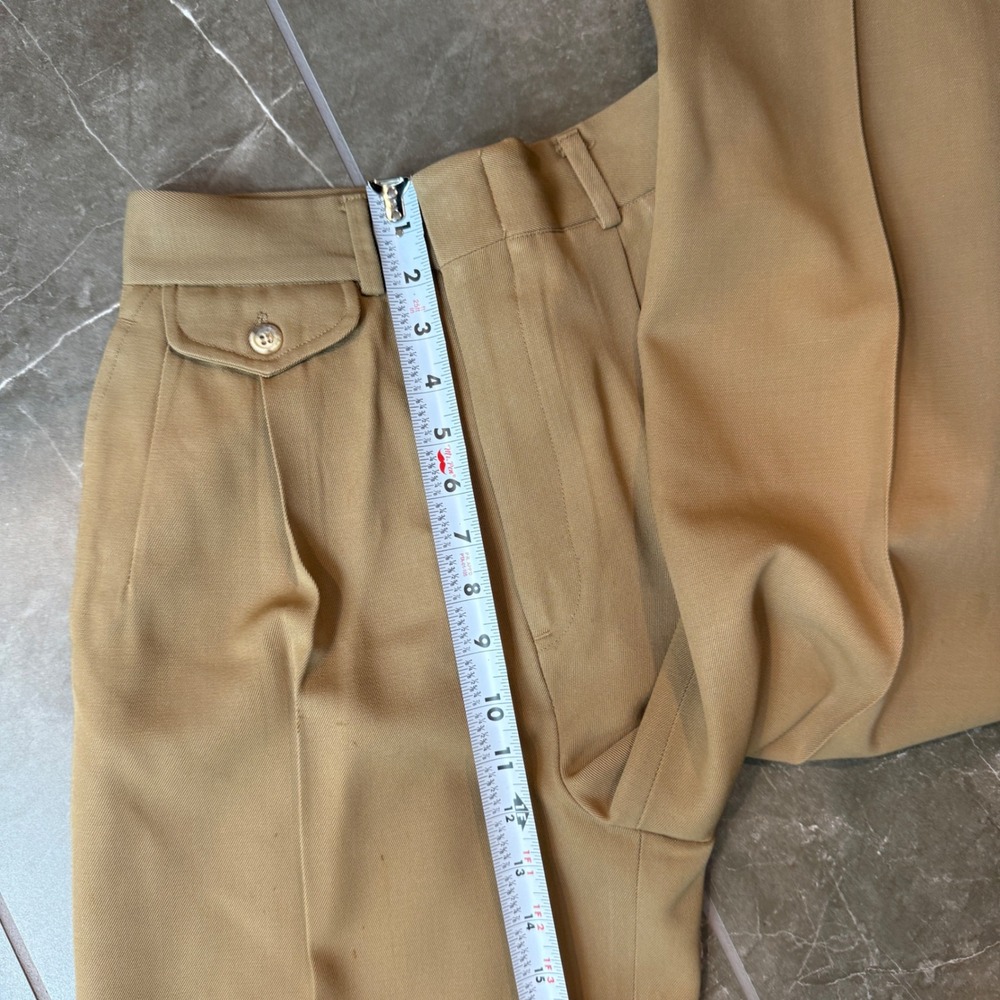 Vintage Ralph Lauren 80s Flared Trousers Tan Pleated Pants High Rise 8 - Picture 7 of 8